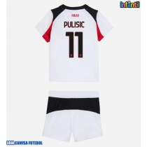 Camisa de Futebol AC Milan Christian Pulisic #11 Equipamento Secundário Infantil 2025-26 Manga Curta (+ Calças curtas)